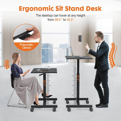 Adjustable Rolling Desk Laptop Computer Cart for Home, Office, Classroom,Overbed Table
