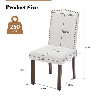 2 Piece Set of Dining Chairs ,  Premium leather cushion, Nailhead Trim, Wood Legs, Dining Room Kitchen Side Chair for Bedroom, Living Room, Dining Room