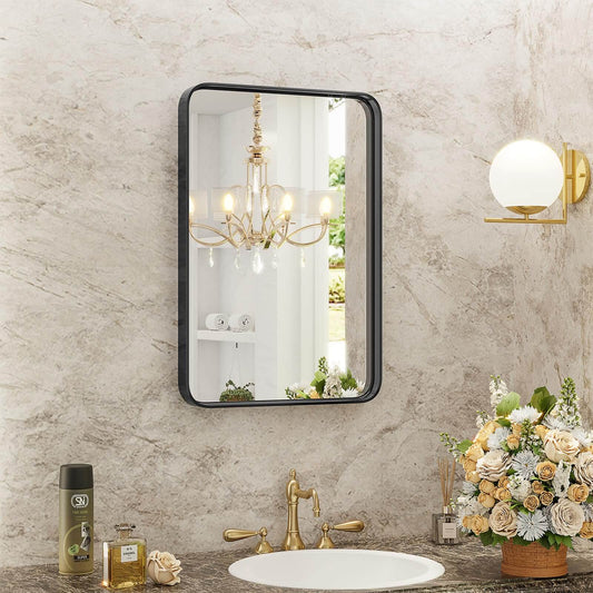 Bathroom Mirror Vanity Mirror for Wall,Aluminum Alloy Framed Wall Mirror Farmhouse,Anti-Rust,Tempered Glass