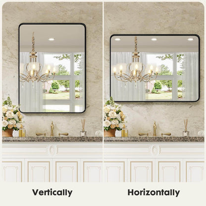 Bathroom Mirror Vanity Mirror for Wall,Aluminum Alloy Framed Wall Mirror Farmhouse,Anti-Rust,Tempered Glass