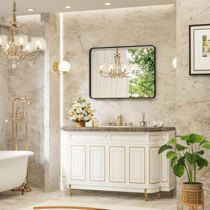 Bathroom Mirror Vanity Mirror for Wall,Aluminum Alloy Framed Wall Mirror Farmhouse,Anti-Rust,Tempered Glass