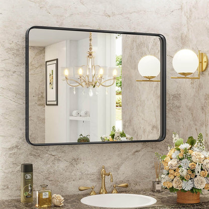 Bathroom Mirror Vanity Mirror for Wall,Aluminum Alloy Framed Wall Mirror Farmhouse,Anti-Rust,Tempered Glass