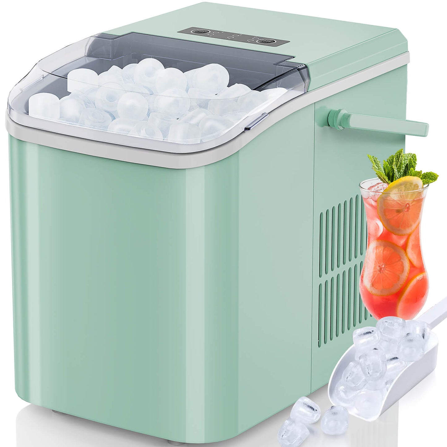 Countertop Ice Maker Machine, Portable Self-Cleaning Ice Machine with Ice Scoop, Basket and Handle