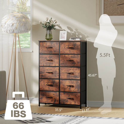 Dressers for Bedroom with 10 Drawers Storage Tower Tall Dresser Fabric Dressers