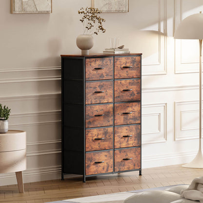 Dressers for Bedroom with 10 Drawers Storage Tower Tall Dresser Fabric Dressers
