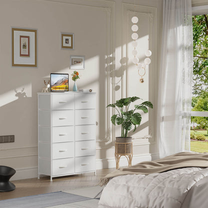 Dressers for Bedroom with 10 Drawers Storage Tower Tall Dresser Fabric Dressers