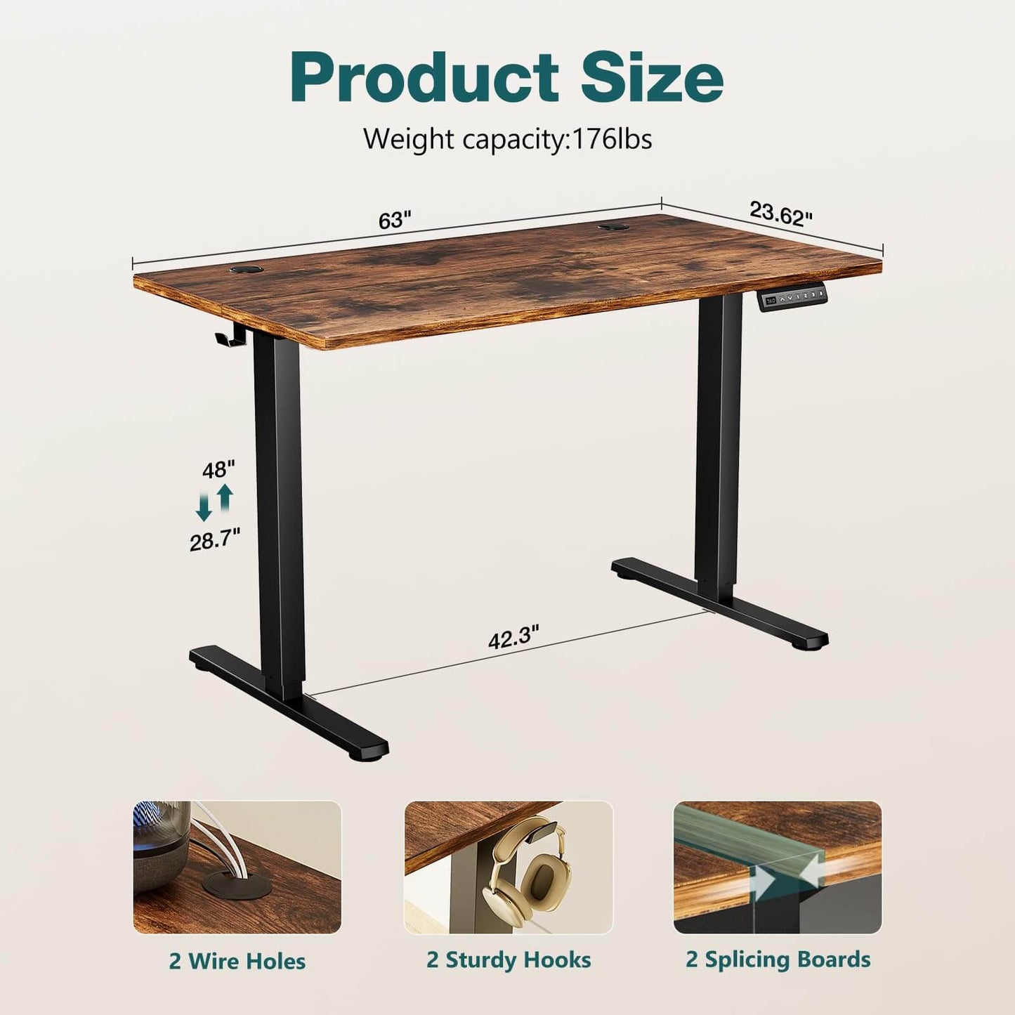 Electric Height Adjustable Standing Desk,Sit to Stand Ergonomic Computer Desk