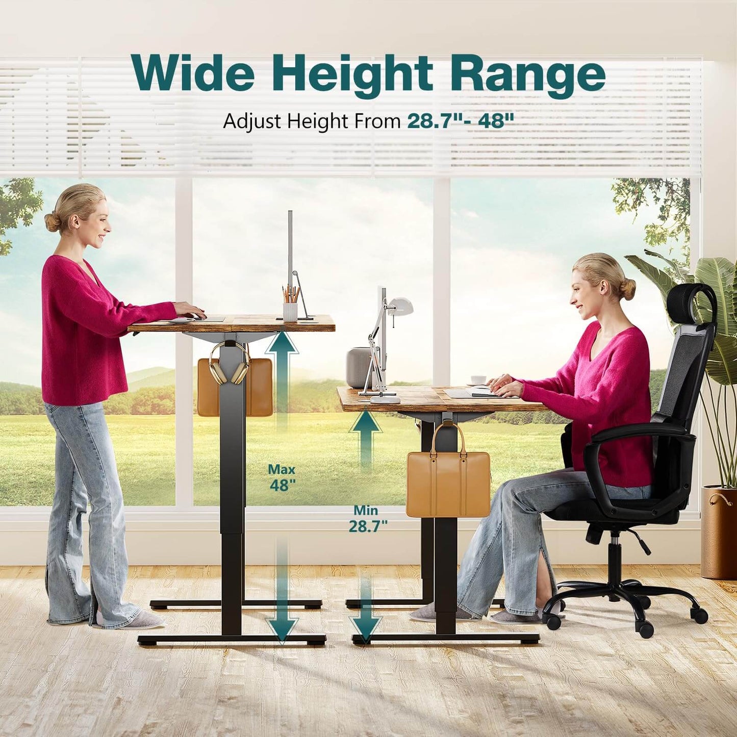 Electric Height Adjustable Standing Desk,Sit to Stand Ergonomic Computer Desk