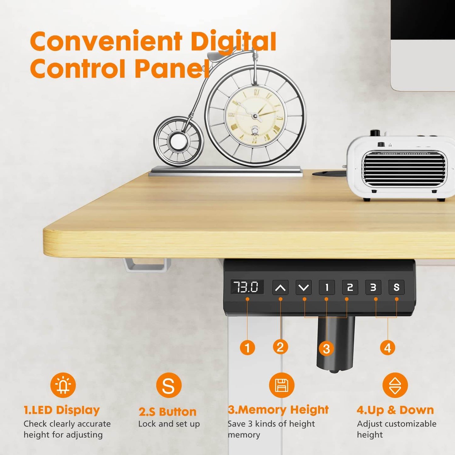 Electric Height Adjustable Standing Desk,Sit to Stand Ergonomic Computer Desk