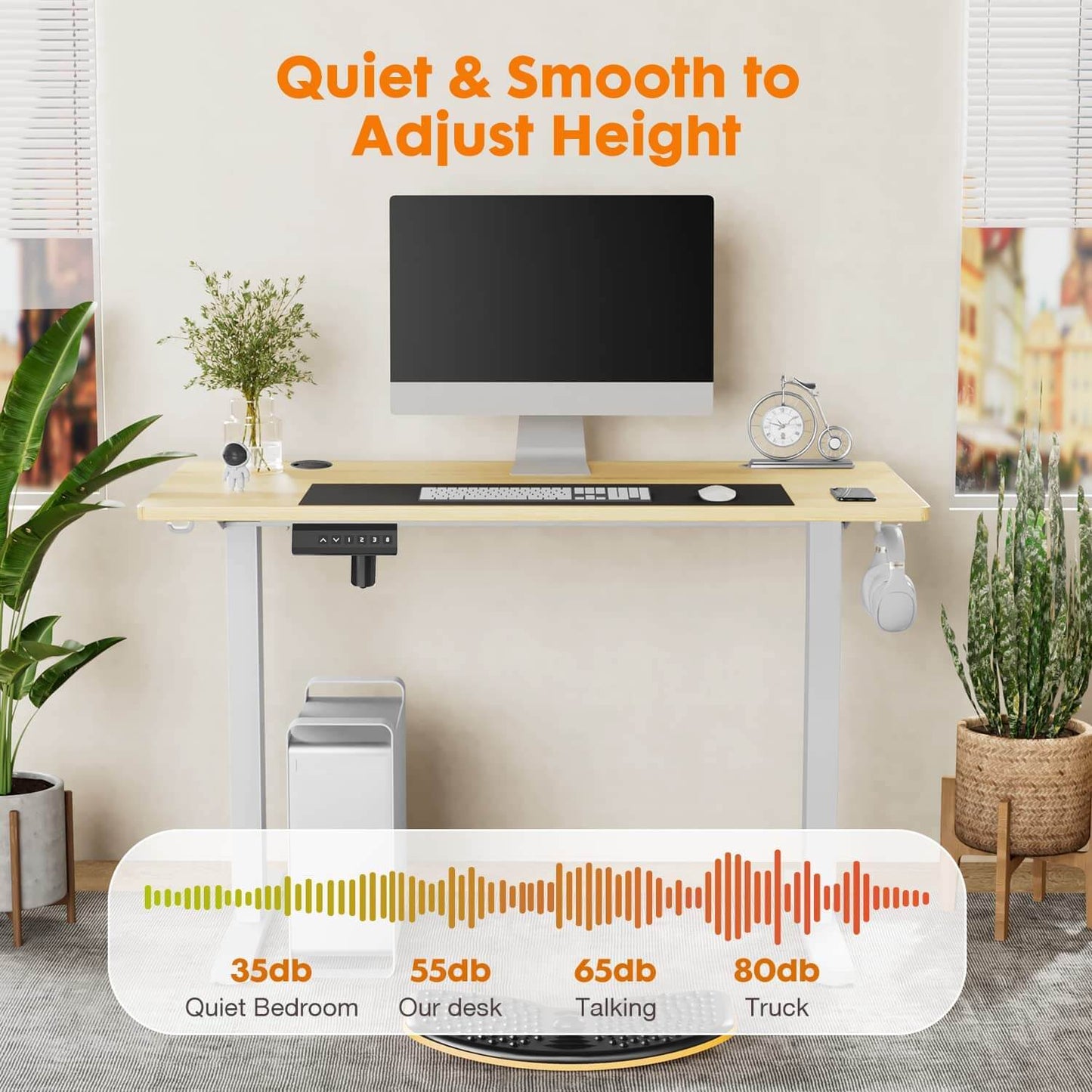 Electric Height Adjustable Standing Desk,Sit to Stand Ergonomic Computer Desk