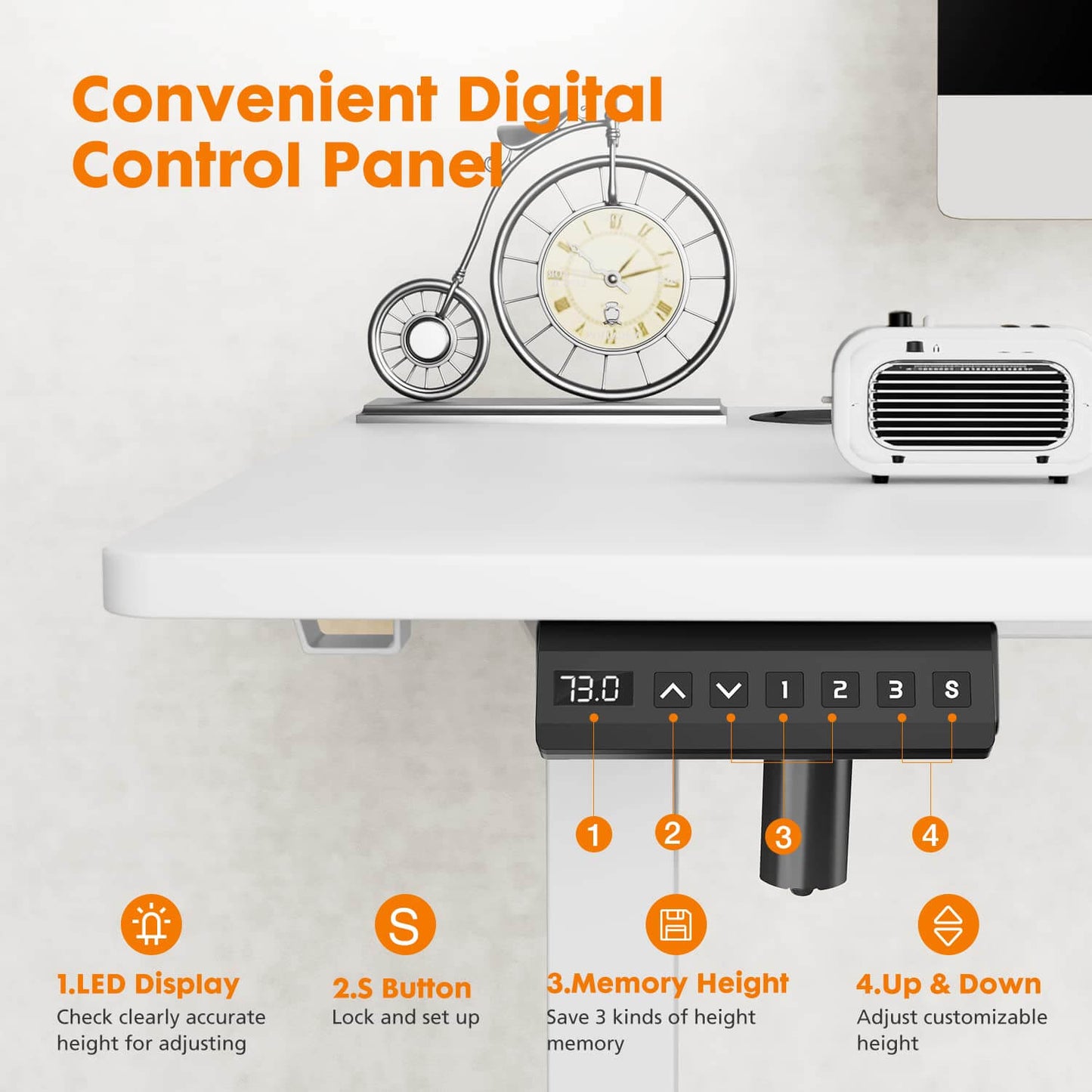 Electric Height Adjustable Standing Desk,Sit to Stand Ergonomic Computer Desk