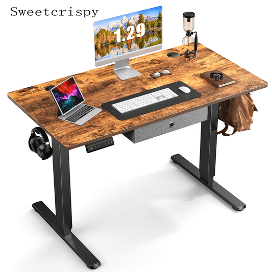 Sweetcrispy Electric Standing Desk With Drawer,Stand Up Desk Height Adjustable Rising Desk