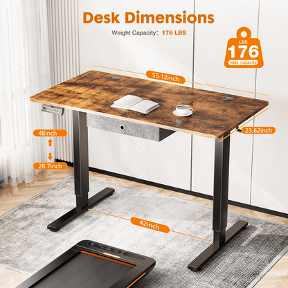 Sweetcrispy Electric Standing Desk With Drawer,Stand Up Desk Height Adjustable Rising Desk