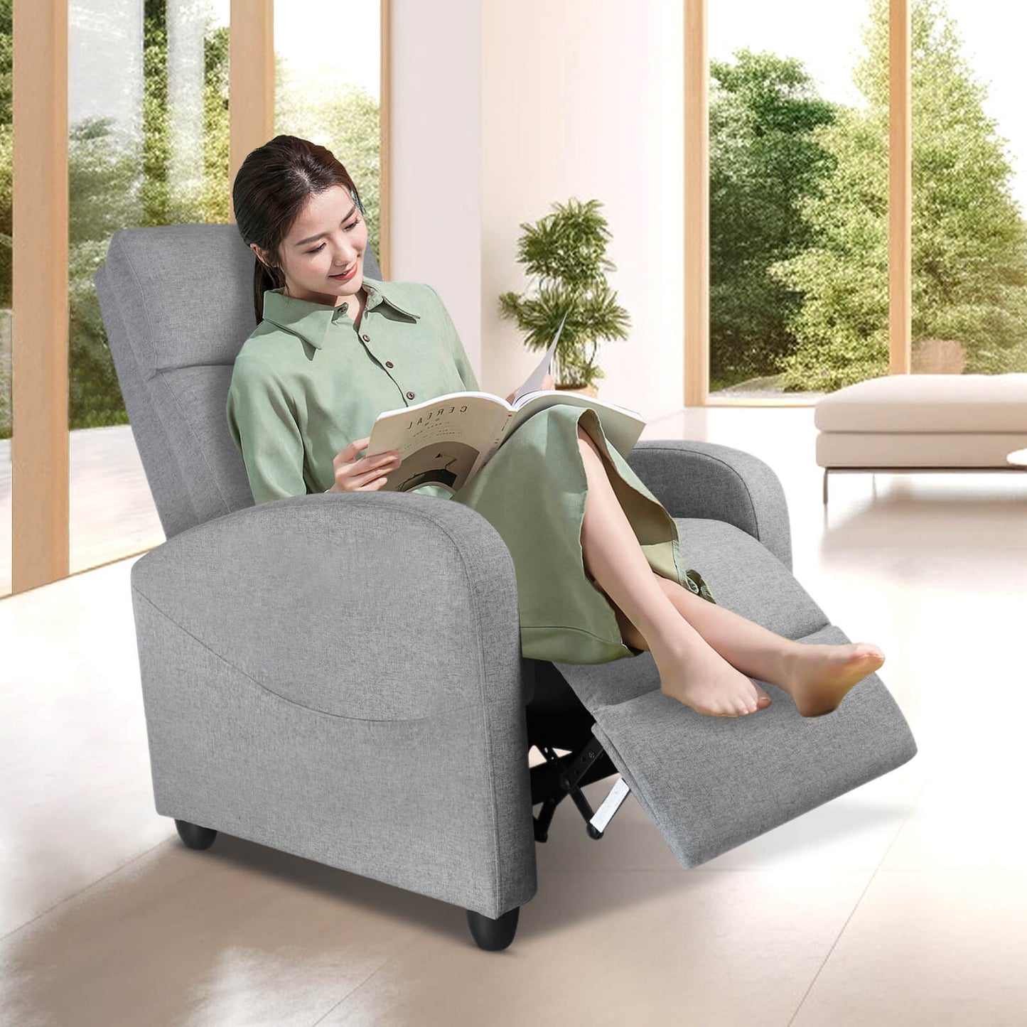 Manual Recliner Chair Winback Single Sofa,Massage and Heating,Casual Chair For Living Room