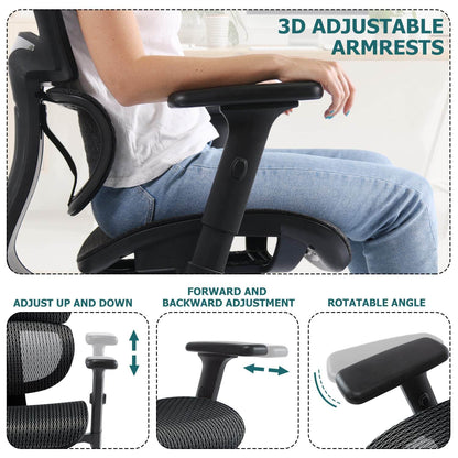 Large High Back Computer Chair with Dynamic Lumbar Support, Tilt and Lock Office Chair, 3D Adjustable Headrest and Armrests