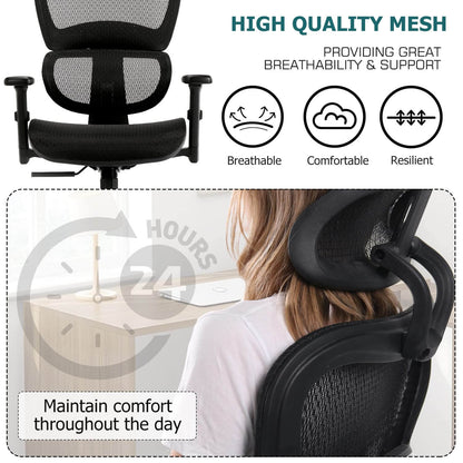 Large High Back Computer Chair with Dynamic Lumbar Support, Tilt and Lock Office Chair, 3D Adjustable Headrest and Armrests