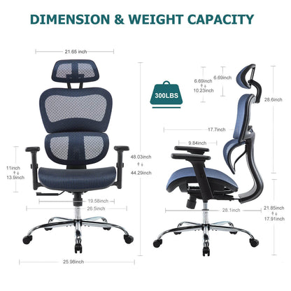 Large High Back Computer Chair with Dynamic Lumbar Support, Tilt and Lock Office Chair, 3D Adjustable Headrest and Armrests
