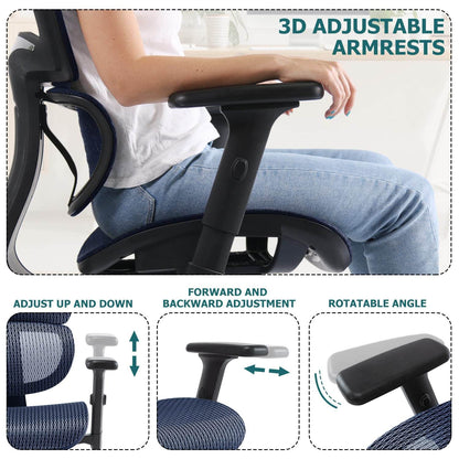 Large High Back Computer Chair with Dynamic Lumbar Support, Tilt and Lock Office Chair, 3D Adjustable Headrest and Armrests