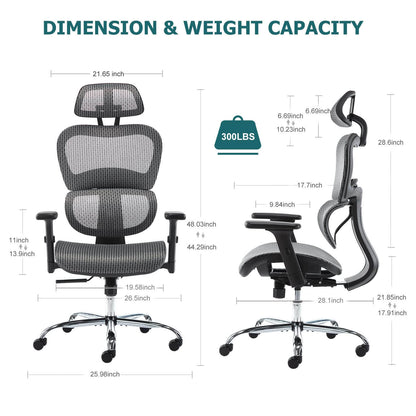 Large High Back Computer Chair with Dynamic Lumbar Support, Tilt and Lock Office Chair, 3D Adjustable Headrest and Armrests