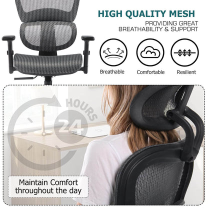 Large High Back Computer Chair with Dynamic Lumbar Support, Tilt and Lock Office Chair, 3D Adjustable Headrest and Armrests