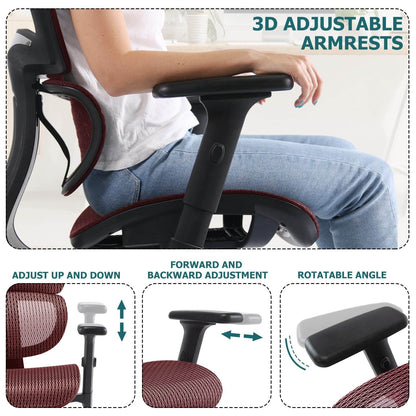 Large High Back Computer Chair with Dynamic Lumbar Support, Tilt and Lock Office Chair, 3D Adjustable Headrest and Armrests