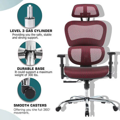 Large High Back Computer Chair with Dynamic Lumbar Support, Tilt and Lock Office Chair, 3D Adjustable Headrest and Armrests