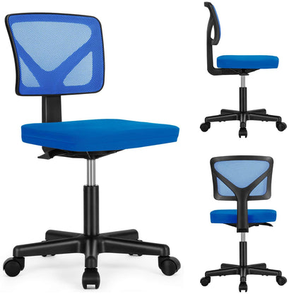 Low-Back Mesh Armless Office Chair,Swivel Rolling Computer Chair No Arms with Lumbar Support