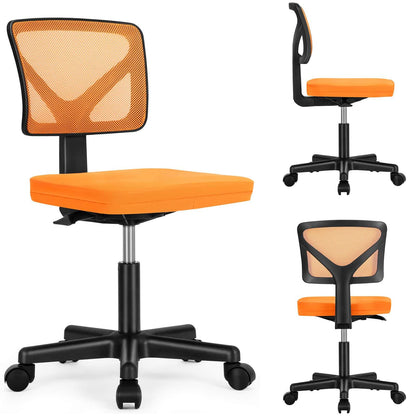 Low-Back Mesh Armless Office Chair,Swivel Rolling Computer Chair No Arms with Lumbar Support