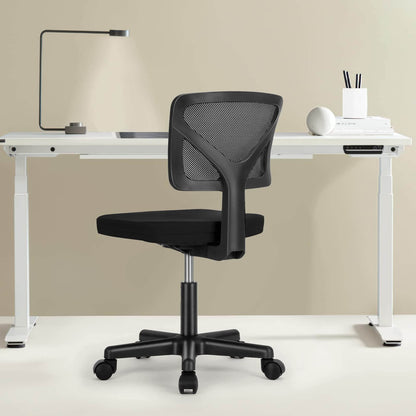Low-Back Mesh Armless Office Chair,Swivel Rolling Computer Chair No Arms with Lumbar Support