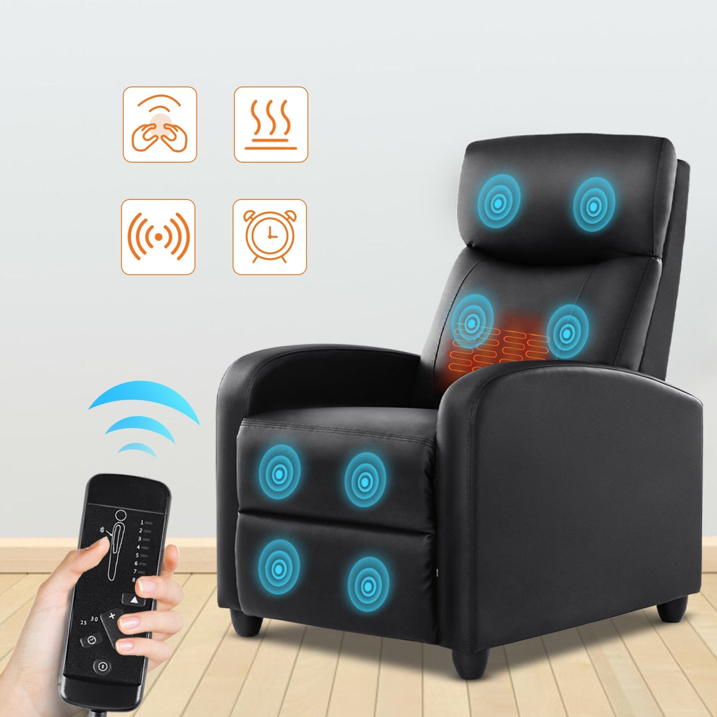 Manual Recliner Chair Winback Single Sofa,Massage and Heating,Casual Chair For Living Room