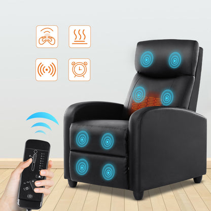 Manual Recliner Chair Winback Single Sofa,Massage and Heating,Casual Chair For Living Room
