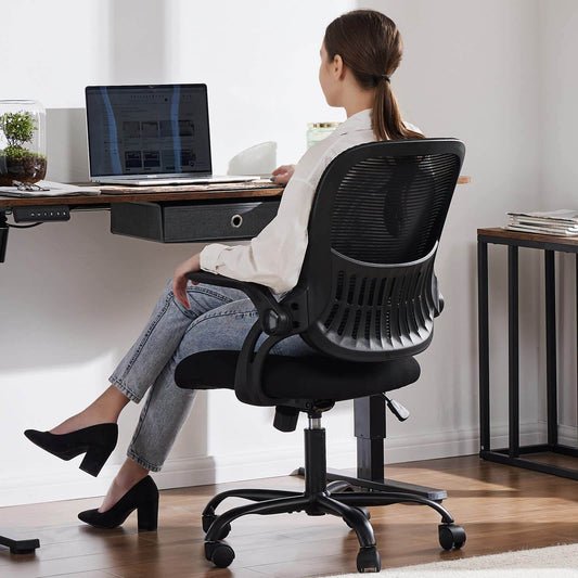Ergonomic Home Mesh Office Desk Chairs with Flip up Armrests,Lumbar Support