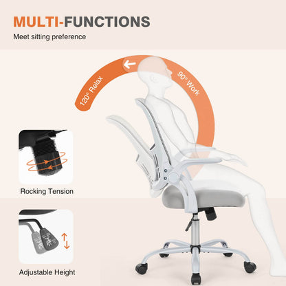 Ergonomic Home Mesh Office Desk Chairs with Flip up Armrests,Lumbar Support