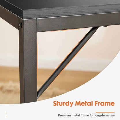 Modern Simple Style Home Office Writing Desk with 2-Tier Drawers Storage Shelf Headphone Hook