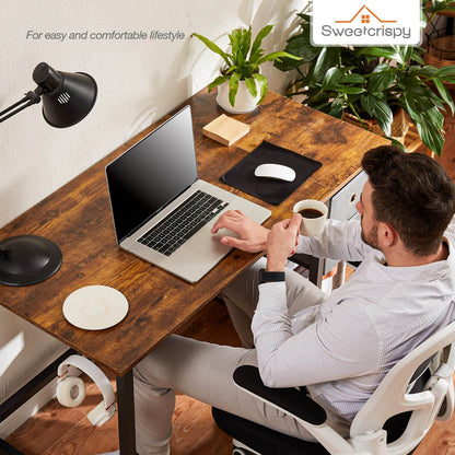Modern Simple Style Home Office Writing Desk with 2-Tier Drawers Storage Shelf Headphone Hook