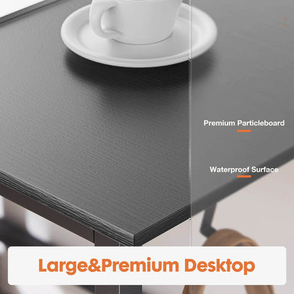Modern Simple Style Home Office Writing Desk with 2-Tier Drawers Storage Shelf Headphone Hook