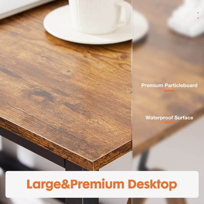 Modern Simple Style Home Office Writing Desk with 2-Tier Drawers Storage Shelf Headphone Hook
