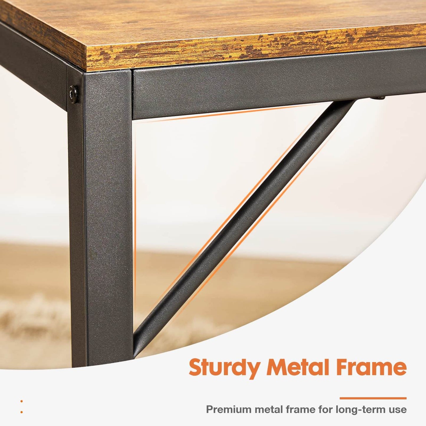 Modern Simple Style Home Office Writing Desk with 2-Tier Drawers Storage Shelf Headphone Hook