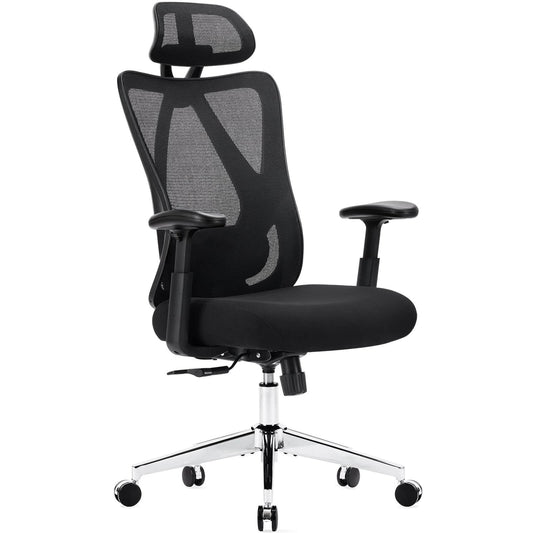 Ergonomic Office Chair with 2D Armrest Adjustable Lumbar Support & Headrest,135°Tilt Function