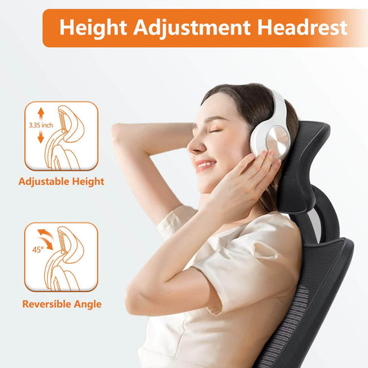 Ergonomic Office Chair with 2D Armrest Adjustable Lumbar Support & Headrest,135°Tilt Function