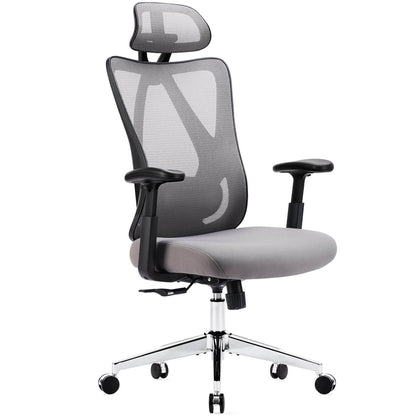 Ergonomic Office Chair with 2D Armrest Adjustable Lumbar Support & Headrest,135°Tilt Function