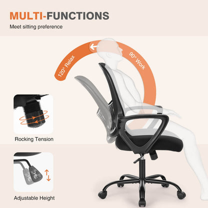 Mid-Back Task Chair with Lumbar Support,Ergonomic Home Office Desk Chairs