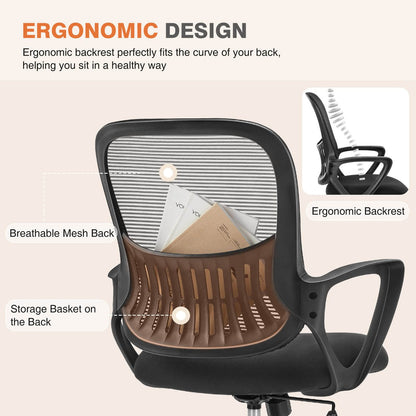 Mid-Back Task Chair with Lumbar Support,Ergonomic Home Office Desk Chairs