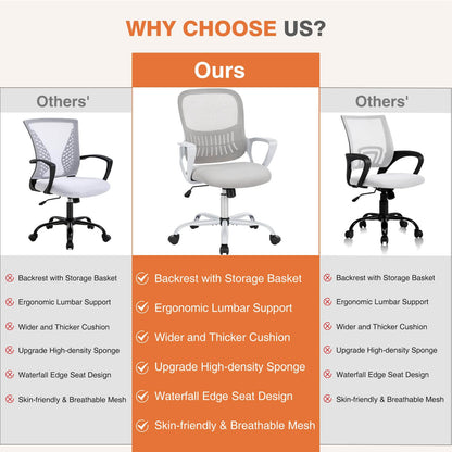 Mid-Back Task Chair with Lumbar Support,Ergonomic Home Office Desk Chairs