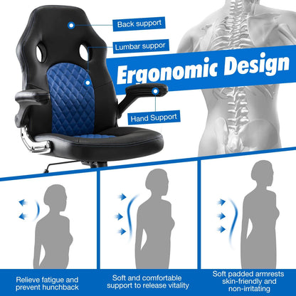 PU Leather Executive Ergonomic Mid Back Computer Chair with Flip-up Armrests