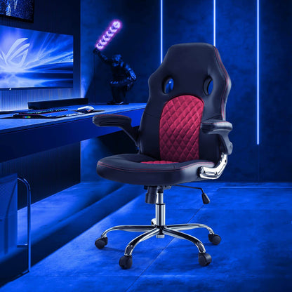 PU Leather Executive Ergonomic Mid Back Computer Chair with Flip-up Armrests