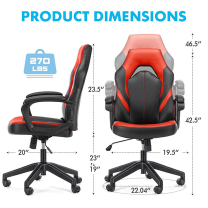PU Leather Ergonomic Office Chair Swivel Computer Gaming Chair with Lumbar Support