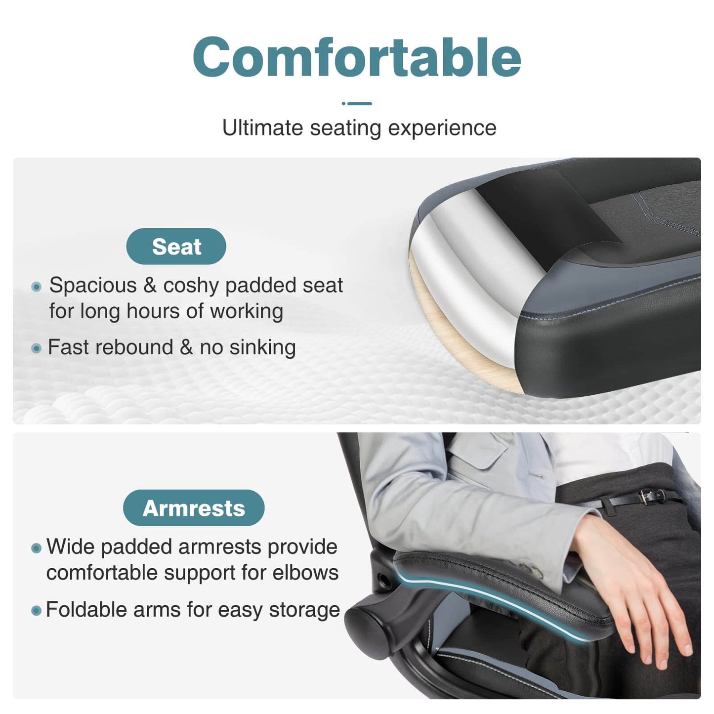 PU Leather Ergonomic Gaming Chair with Flip-up Armrests and Lumbar Support