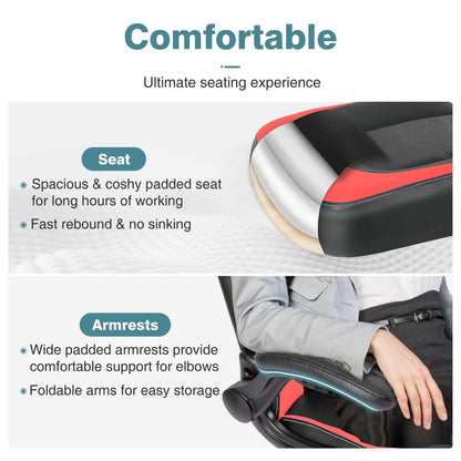 PU Leather Ergonomic Gaming Chair with Flip-up Armrests and Lumbar Support