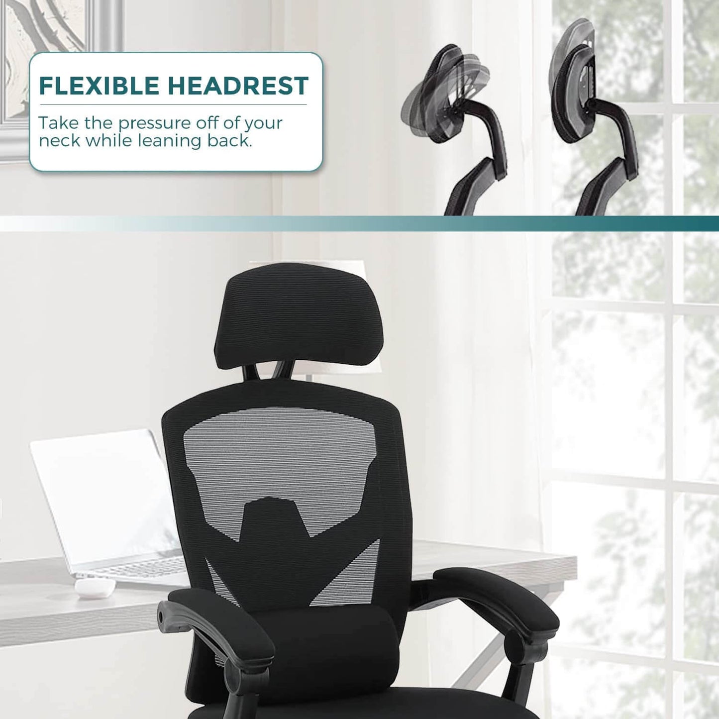 Retractable Footrest Ergonomic Swivel Office Chair with Lumbar Support Pillow and Padded Armrests